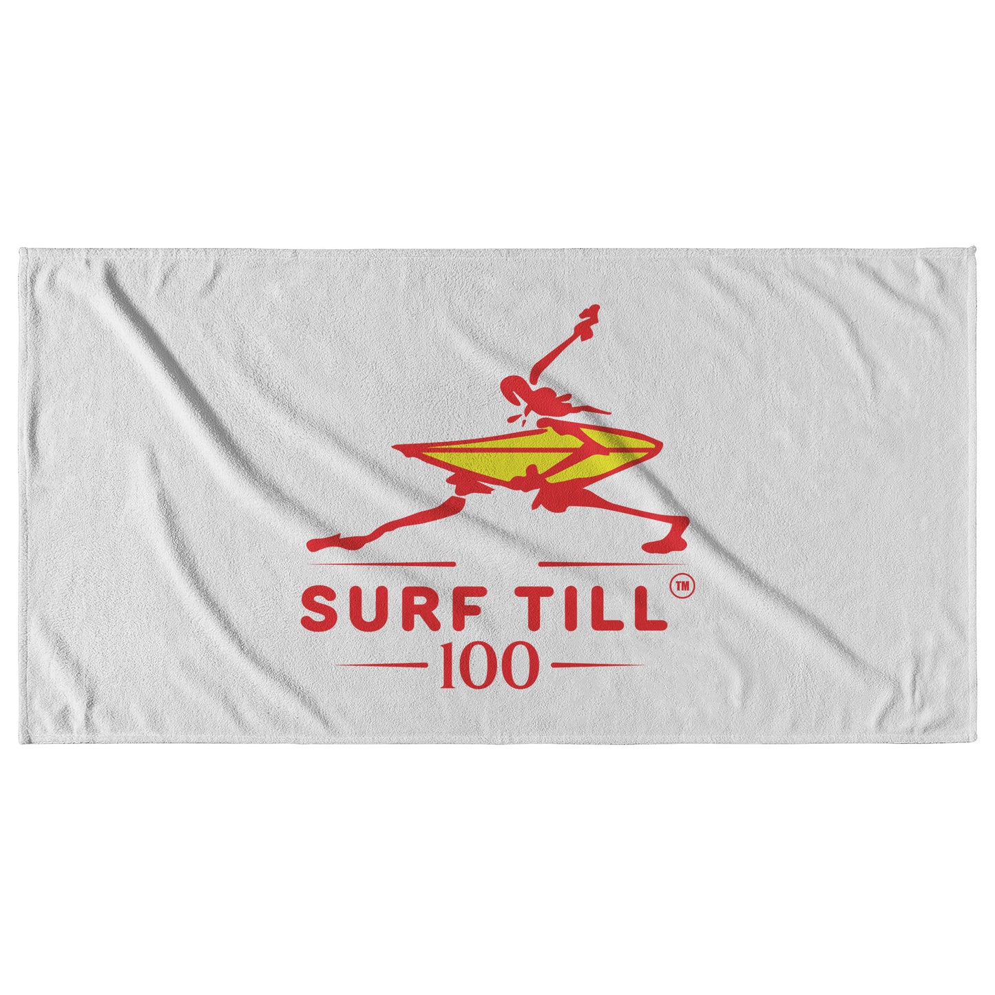 Surf Till 100 Beach Towel Red